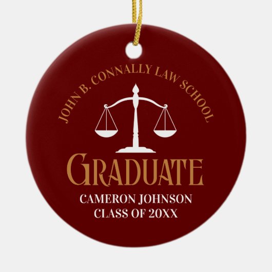 Maroon Gold Law School Afstuderen kerst Keramisch Ornament (Voorkant)