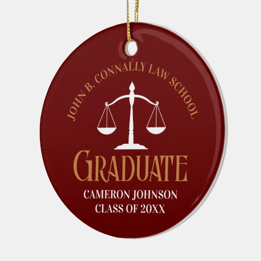 Maroon Gold Law School Afstuderen kerst Keramisch Ornament (Links)