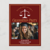 Maroon Gold Law School Afstuderen Party Uitnodigin Briefkaart (Voorkant)