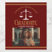 Maroon Gold Law School Foto Afstudeerfeest Wijn Etiket (Enkel label)