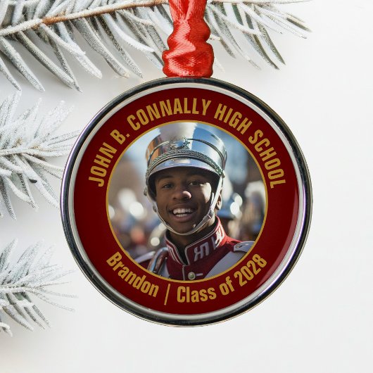 Maroon Gold Marching Band Photo Christmas Metalen Ornament
