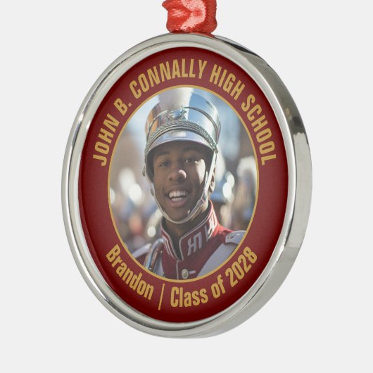 Maroon Gold Marching Band Photo Christmas Metalen Ornament (Links)