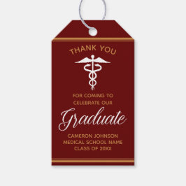 Maroon Gold Medische School Afstudeerfeest Cadeaulabel