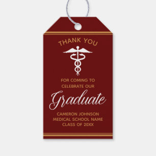 Maroon Gold Medische School Afstudeerfeest Cadeaulabel