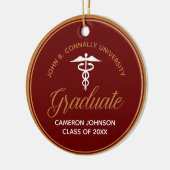 Maroon Gold Medische School Afstuderen Foto Keramisch Ornament (Links)