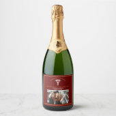 Maroon Gold Medische School Foto Afstudeerfeest Sparkling Wijnetiket (Voorkant)