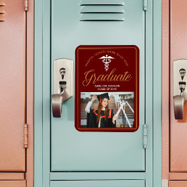 Maroon Gold Medische School Foto Afstuderen Magneet