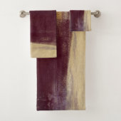 Maroon Gold Modern Abstract Bad Handdoek (Insitu)