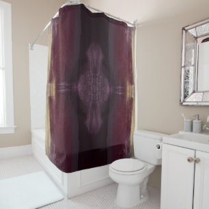Maroon Gold Modern Abstract Douchegordijn