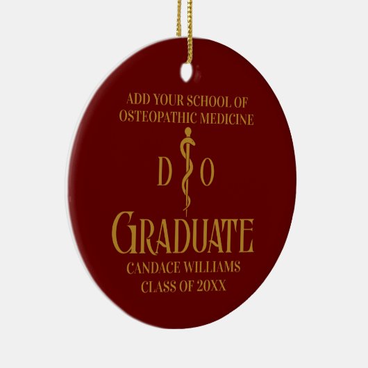 Maroon Gold Osteopathic Medical School Afstuderen Keramisch Ornament (Rechts)