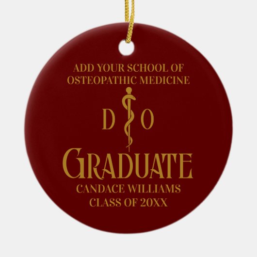 Maroon Gold Osteopathic Medical School Afstuderen Keramisch Ornament (Voorkant)