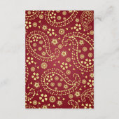 Maroon Gold Paisley Bollywood Style Indian Wedding Informatiekaartje (Achterkant)