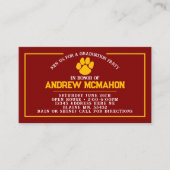 Maroon & Gold Pawprint Mini Afstuderen Uitnodiging (Voorkant)