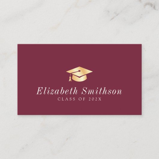 Maroon Gold pet afstuderen inzetkaart Visitekaartje (Voorkant)