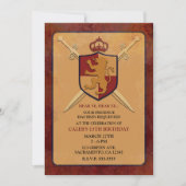 Maroon & Gold Royal Knight Griffin Shield Feest Kaart (Voorkant)