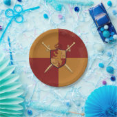 Maroon & Gold Royal Knight Griffin Shield Feest Papieren Bordje (Feest)