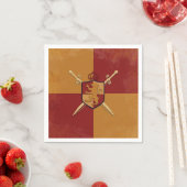 Maroon & Gold Royal Knight Griffin Shield Party Servet (Insitu)