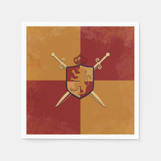 Maroon & Gold Royal Knight Griffin Shield Party Servet (Voorkant)
