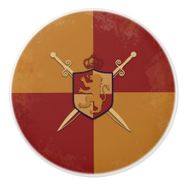 Maroon & Gold Royal Knight Griffin Shield Slaapkam Keramische Knop