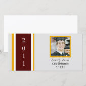 Maroon & Gold School Afstuderen Fotokaarten Aankondiging (Voorkant / Achterkant)