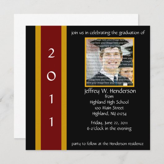 Maroon & Gold School Afstuderen Uitnodiging (Voorkant / Achterkant)