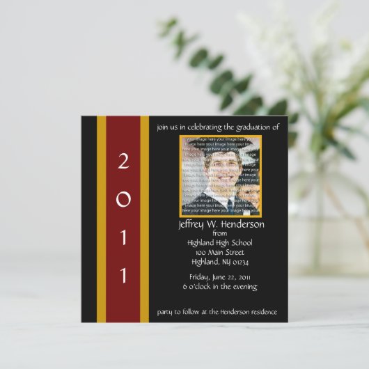 Maroon & Gold School Afstuderen Uitnodiging (Staand voorkant)