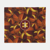 Maroon Gold School Kleuren Jongens Basketbal Fleece Deken (Voorkant (Horizontaal))