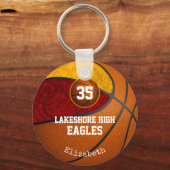 maroon gold school verkleurt basketbal meisjes sleutelhanger (Achterkant)