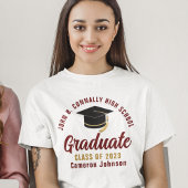 Maroon Gold Script Afstuderen aangepaste Afstudere T-shirt
