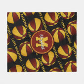 Maroon Gold sportteam kleuren Ik hou van basketbal Fleece Deken (Voorkant (Horizontaal))