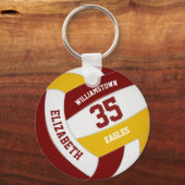 maroon gold - sportteam kleuren volleyball sleutelhanger (Voorkant)