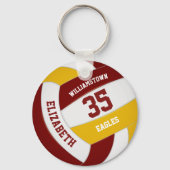 maroon gold - sportteam kleuren volleyball sleutelhanger (Achterkant)