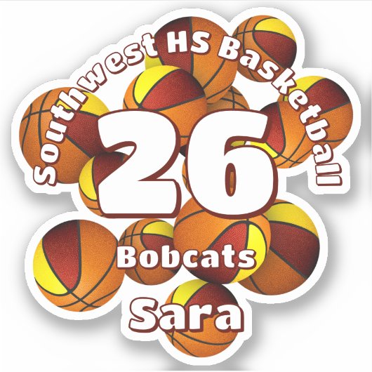 Maroon Gold Team Kleuren Basketballen kinder teamn Sticker (Voorkant)