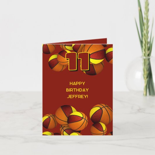 Maroon Gold Team Kleuren Basketballen Kinderen Ver Kaart (Voorkant)