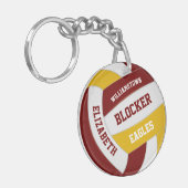 maroon gold team kleuren gepersonaliseerd volleyba sleutelhanger (Voorkant Links)