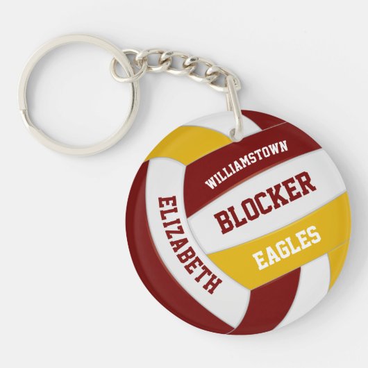 maroon gold team kleuren gepersonaliseerd volleyba sleutelhanger (Voorkant)