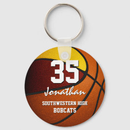 Maroon Gold team kleuren jongens basketbal Sleutelhanger