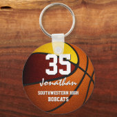 Maroon Gold team kleuren jongens basketbal Sleutelhanger (Voorkant)