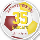 Maroon Gold team kleuren jongens voetbal Sticker (Voorkant)