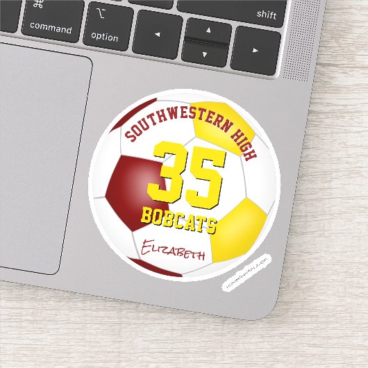 Maroon Gold team kleuren jongens voetbal Sticker (Detail)