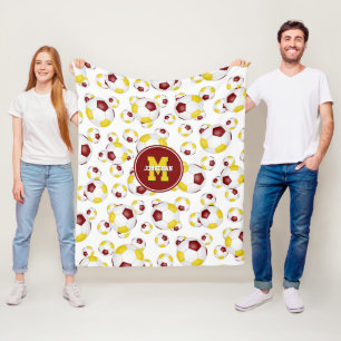 maroon gold team kleuren jongens voetbalsport fleece deken