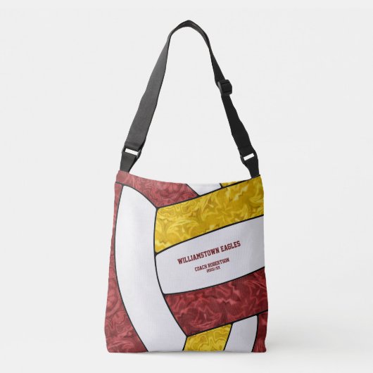 Maroon Gold Team Kleuren Meisjes Volleybal Coach Crossbody Tas (Voorkant)