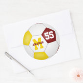 maroon Gold team kleuren voetbal gepersonaliseerd Ronde Sticker (Envelop)
