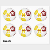 maroon Gold team kleuren voetbal gepersonaliseerd Ronde Sticker (Vel)