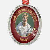 Maroon Gold Tennis Player Photo Christmas Gift Metalen Ornament (Links)