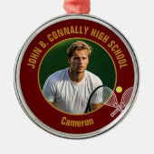 Maroon Gold Tennis Player Photo Christmas Gift Metalen Ornament (Voorkant)
