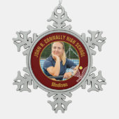 Maroon Gold Tennis Player Photo High School Tin Sneeuwvlok Ornament (Voorkant)