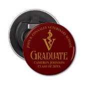 Maroon Gold Veterinary School Afstudeerfeest Button Flesopener (Voorkant)