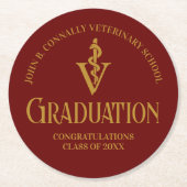 Maroon Gold Veterinary School Afstudeerfeest Ronde Kartonnen Onderzetter (Voorkant)
