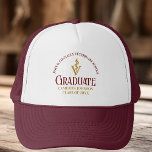 Maroon Gold Veterinary School Afstuderen Custom Trucker Pet<br><div class="desc">Deze kastanjebruine en gouden afstuderen pet cadeau op de dierenartsenschool heeft een moderne typografie voor een klas van 2024 afstuderen. Pas aan met je afstudeerjaar onder de medische caduceus voor een geweldige persoonlijke aandenken voor een afgestudeerde dierenarts.</div>